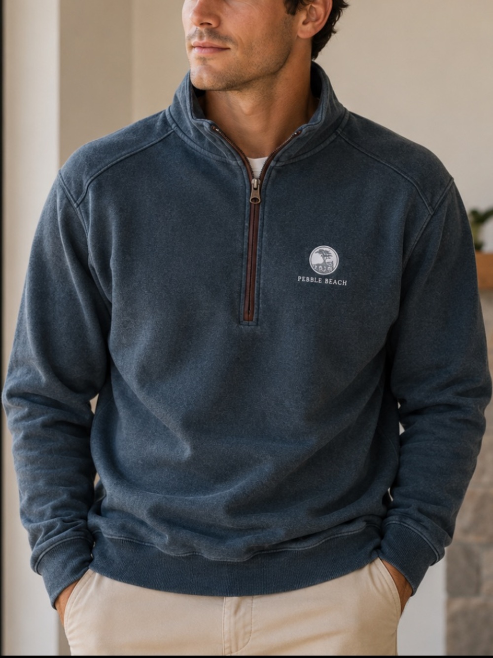 Pebble Beach Gray 1/4 Zip Up Sweater